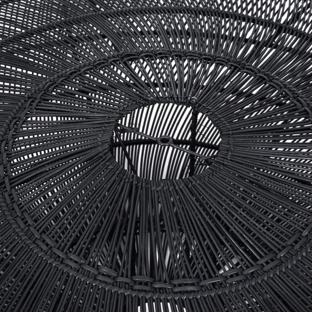 Scheibenförmige Hängeleuchte aus Rattan in Schwarz XL – Ø150 cm