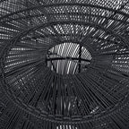 Scheibenförmige Hängeleuchte aus Rattan in Schwarz XL – Ø150 cm