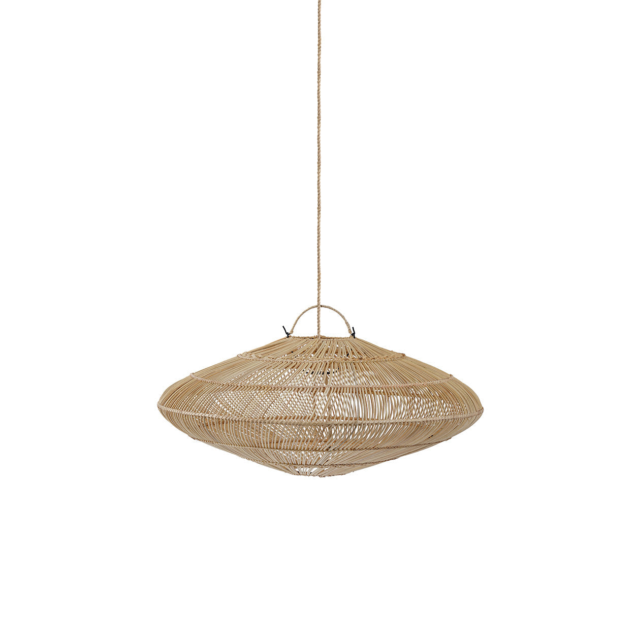 Hängeleuchte aus Rattan Natur in Untertassenform, durchbrochen – Ø75 cm - M