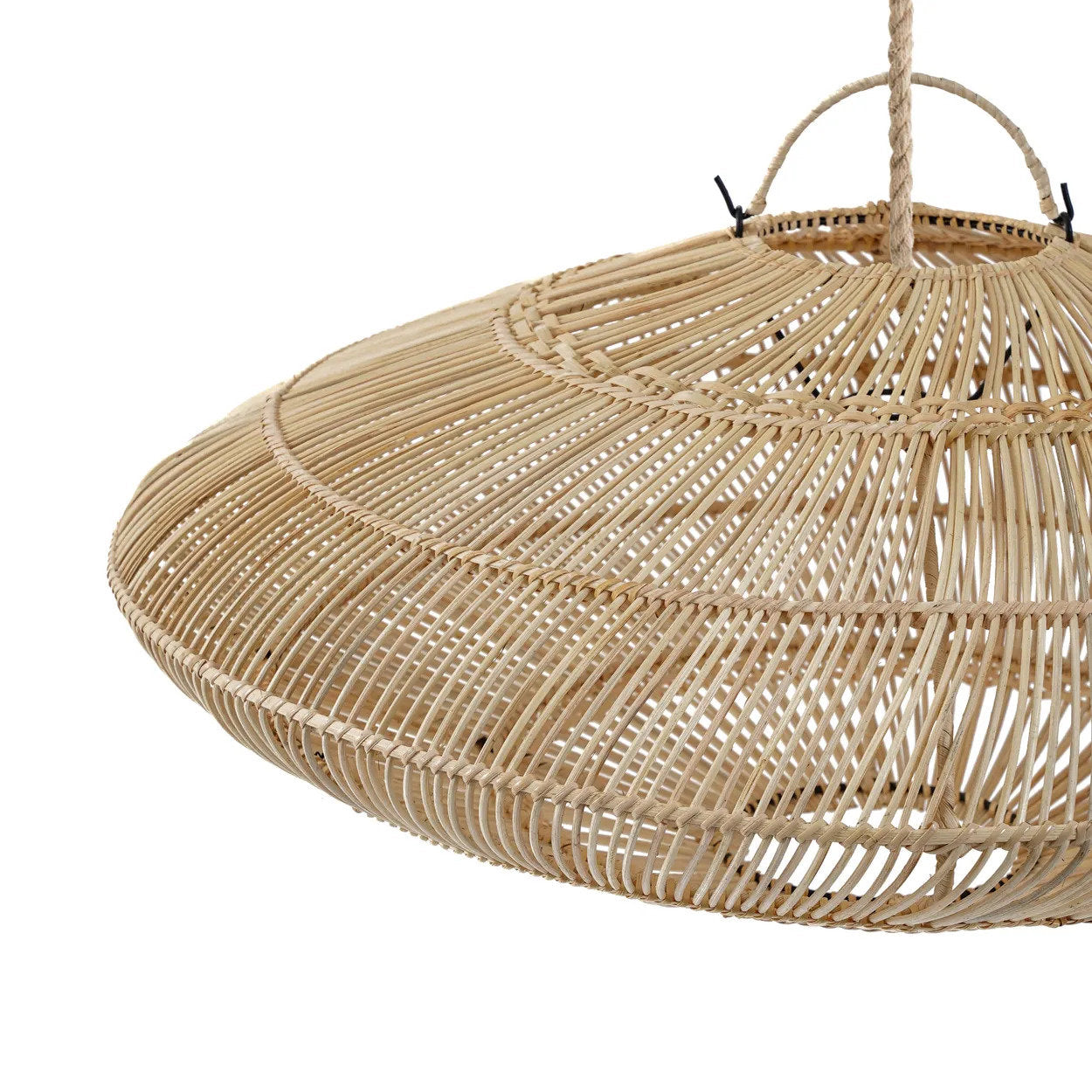 Hängeleuchte aus Rattan Natur in Untertassenform, durchbrochen – Ø75 cm - M