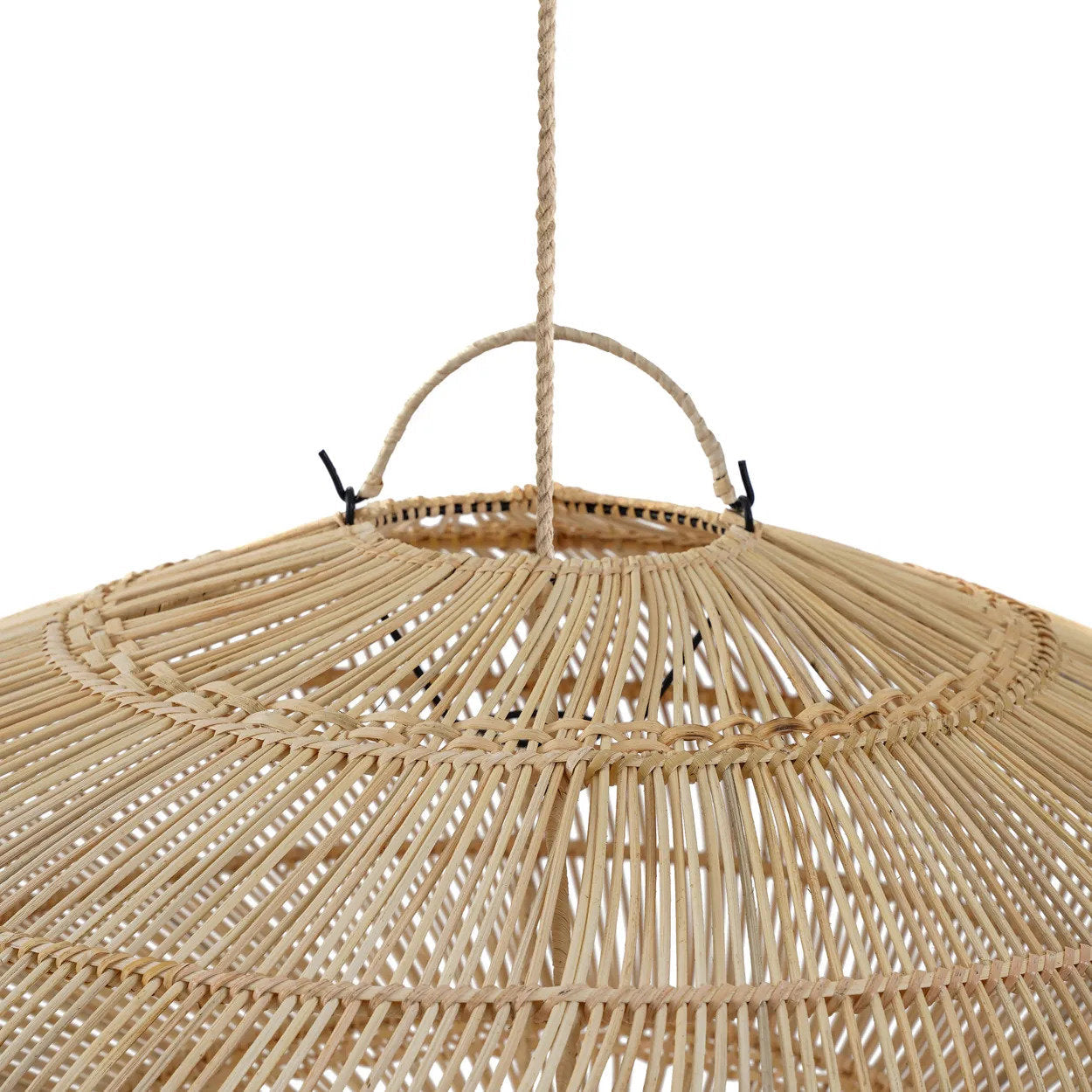 Hängeleuchte aus Rattan Natur in Untertassenform, durchbrochen – Ø75 cm - M