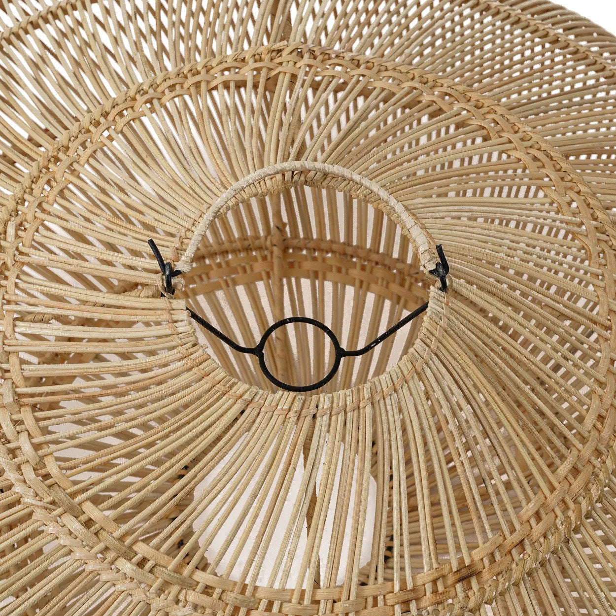 Hängeleuchte aus Rattan Natur in Untertassenform, durchbrochen – Ø75 cm - M