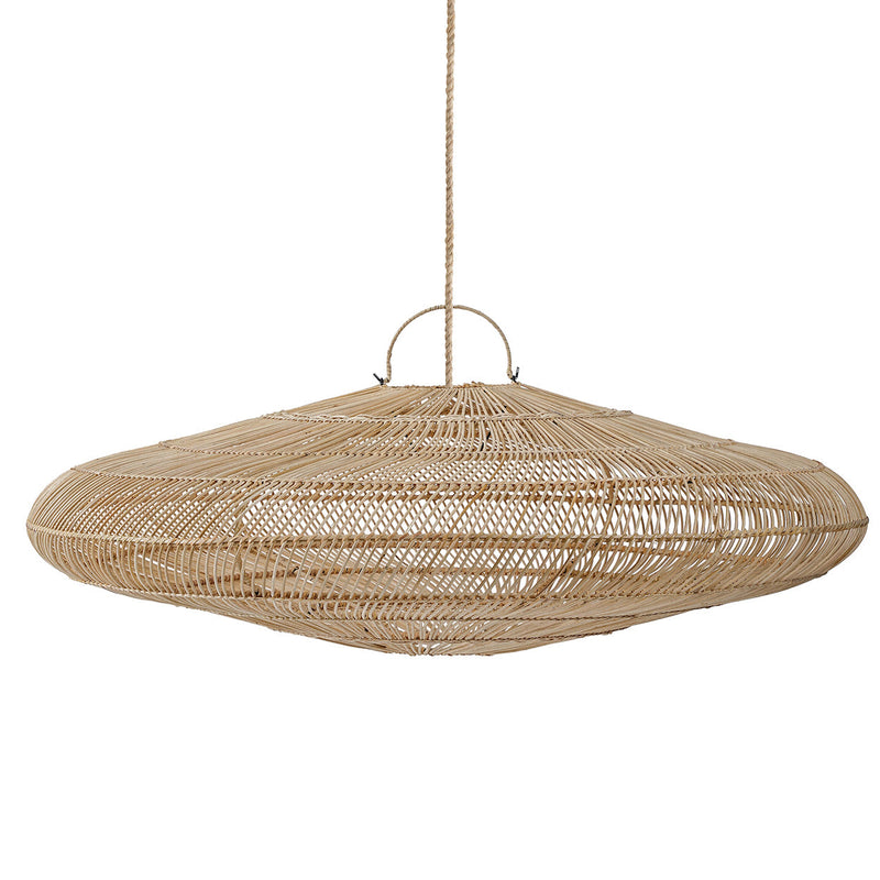 Hängeleuchte aus geflochtenem Naturrattan in Schirmform fürs Wohnzimmer – Ø200 cm