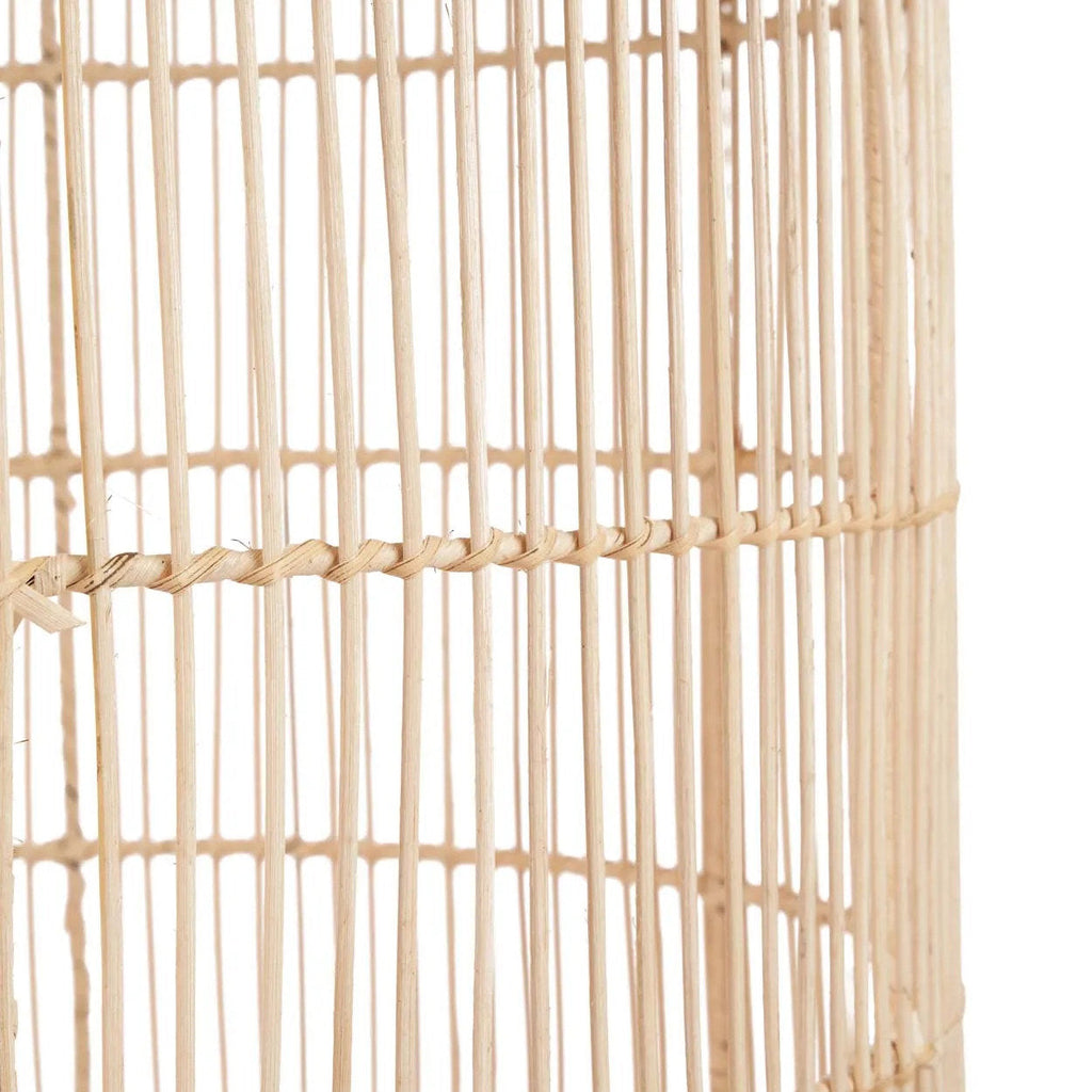 Zylindrische Hängeleuchte aus geflochtenem Rattan in Beige mit Henkel – Ø50 cm