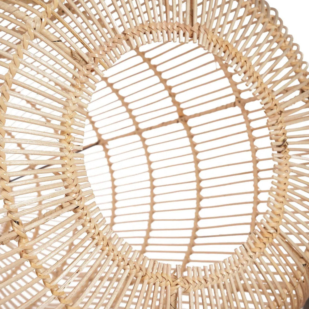 Zylindrische Hängeleuchte aus geflochtenem Rattan in Beige mit Henkel – Ø50 cm