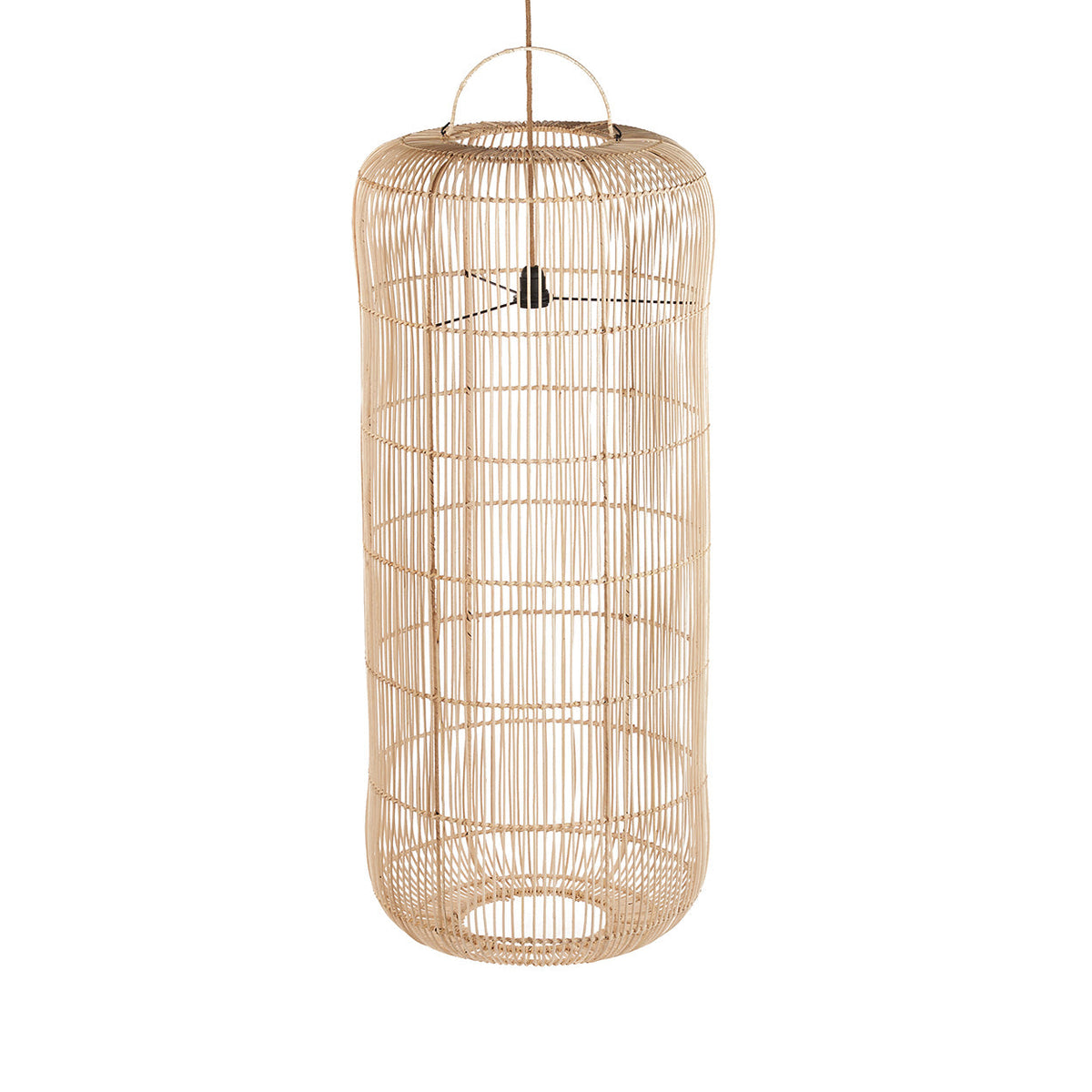 Hängeleuchte XL aus Rattan Natur handwerklich gefertigt – 50 cm