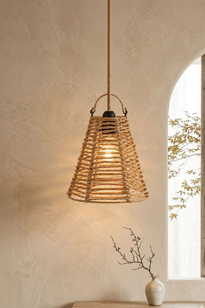 Hängeleuchte aus Rattan Natur 20 cm im minimalistischen Design
