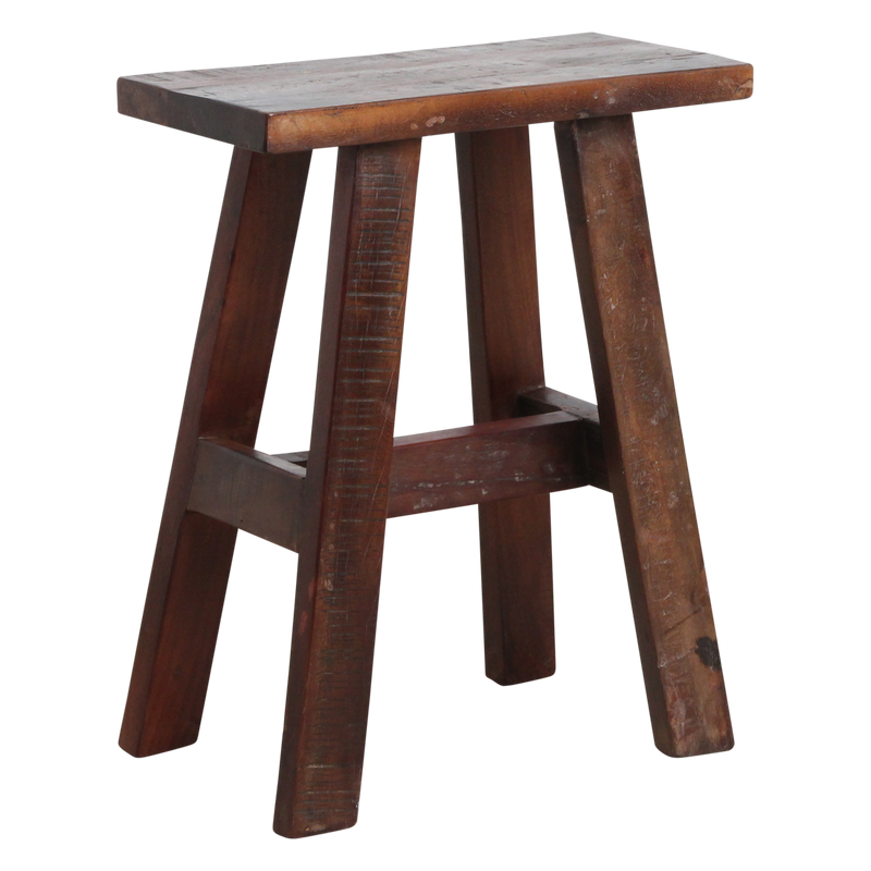 Sitzbank aus recyceltem Holz in Dunkelbraun im Vintage-Look – 45x20 cm