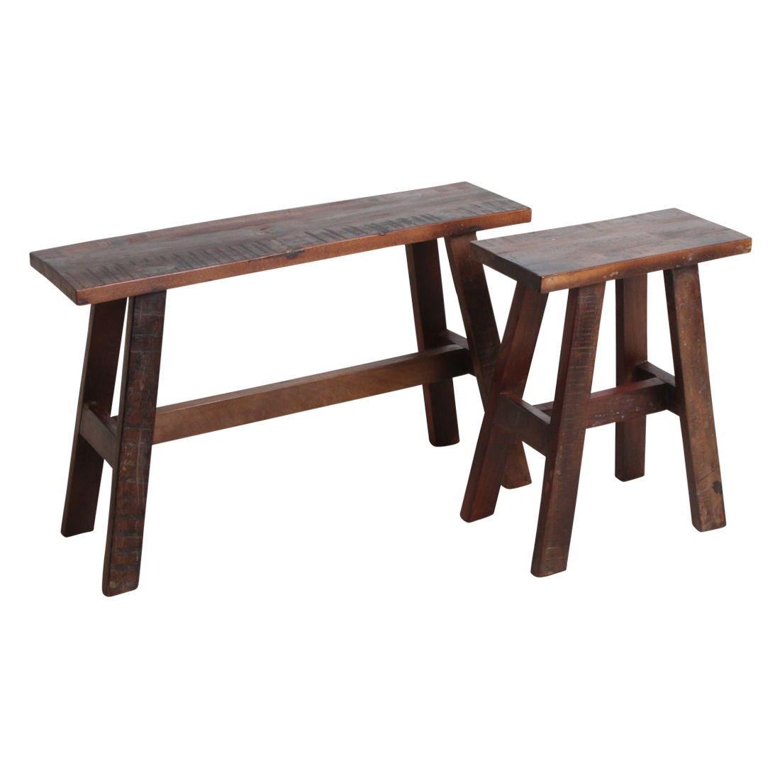 Sitzbank aus recyceltem Holz in Dunkelbraun im Vintage-Look – 45x20 cm
