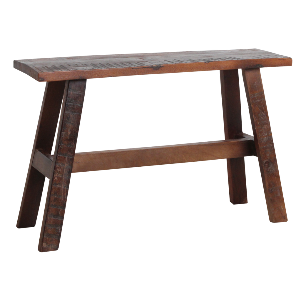 Bank aus recyceltem Holz in Braun im rustikalen Industrial-Look – 85x20 cm