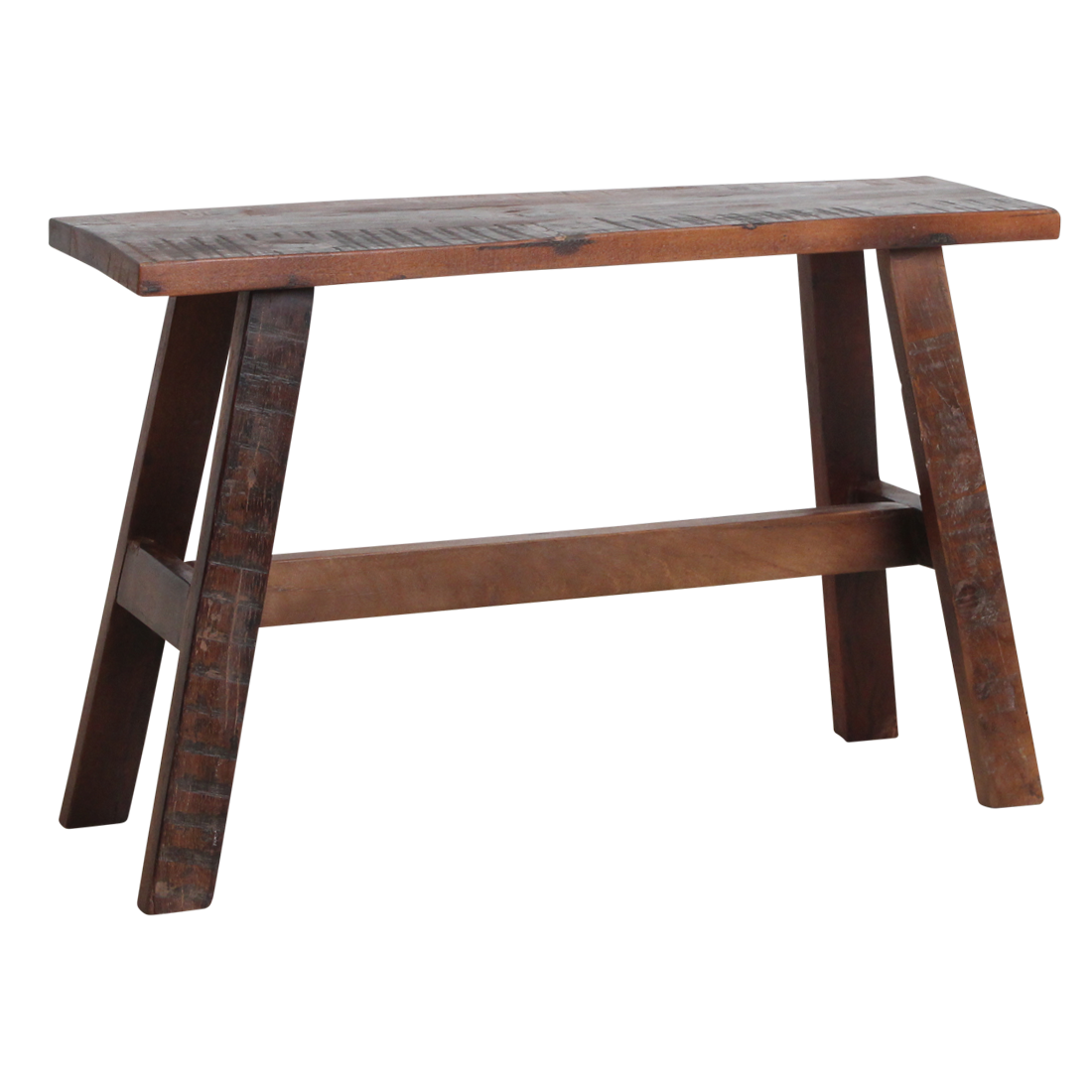 Bank aus recyceltem Holz in Braun im rustikalen Industrial-Look – 85x20 cm