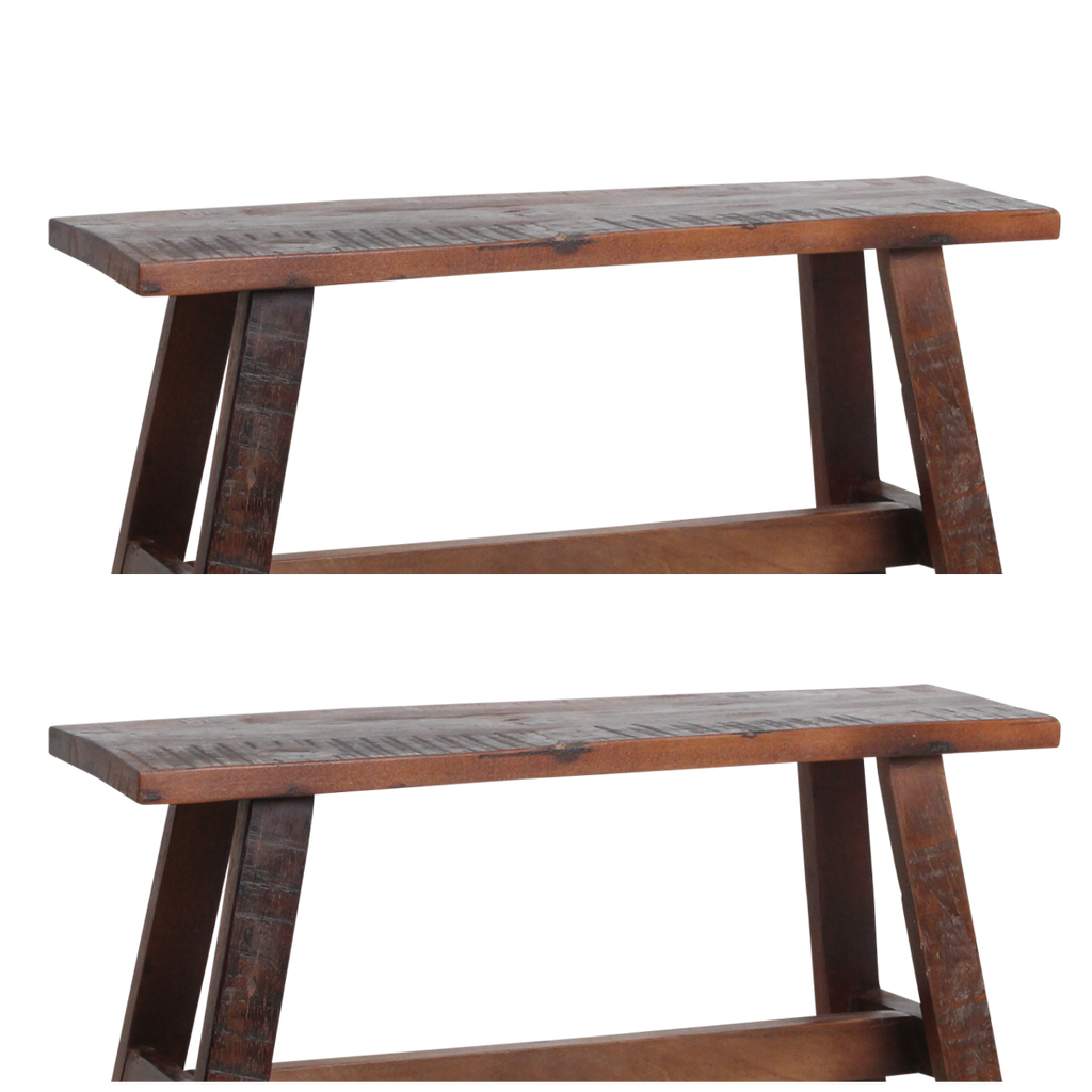 Bank aus recyceltem Holz in Braun im rustikalen Industrial-Look – 85x20 cm