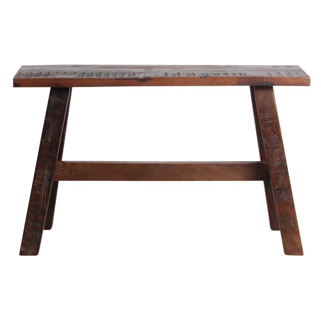 Bank aus recyceltem Holz in Braun im rustikalen Industrial-Look – 85x20 cm