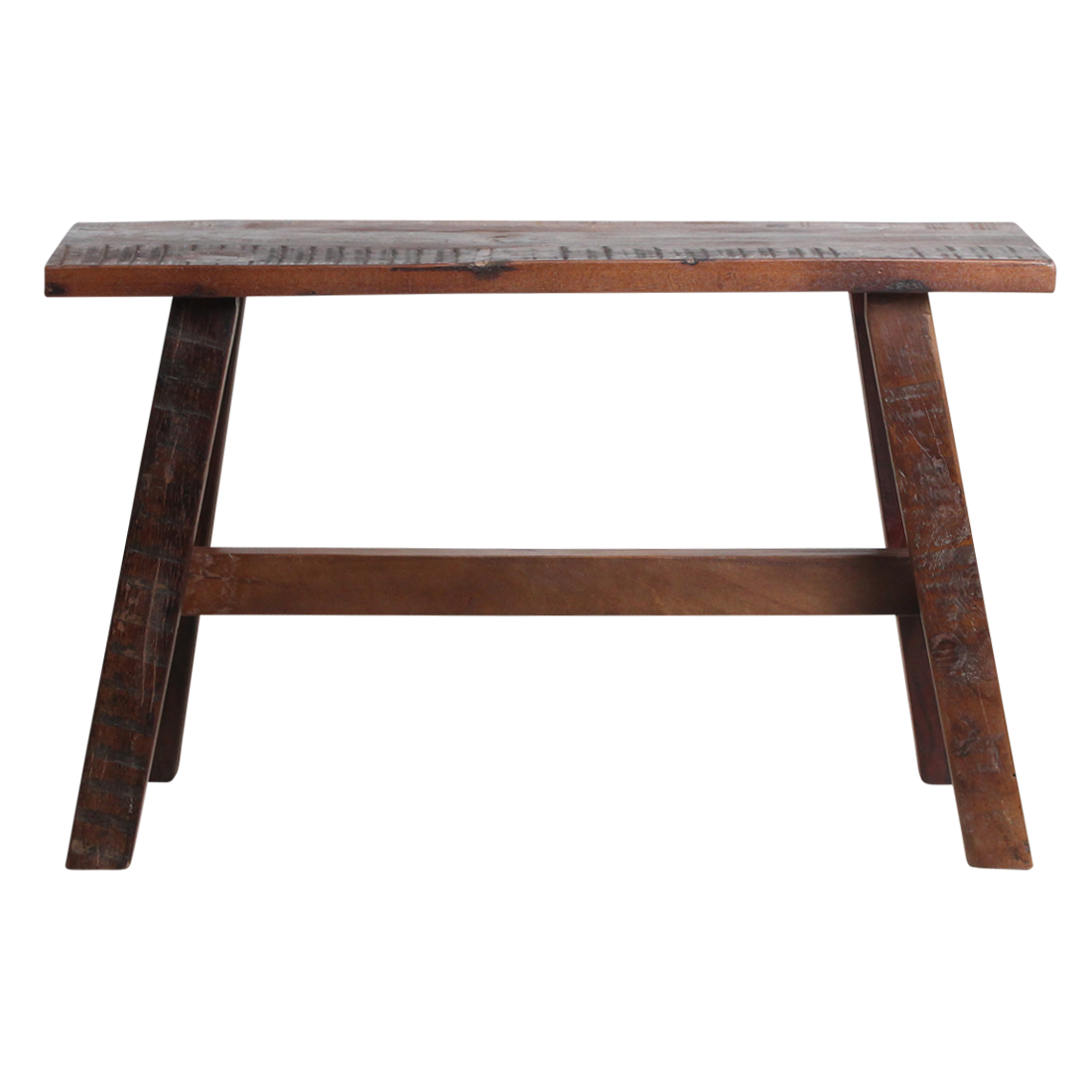 Bank aus recyceltem Holz in Braun im rustikalen Industrial-Look – 85x20 cm