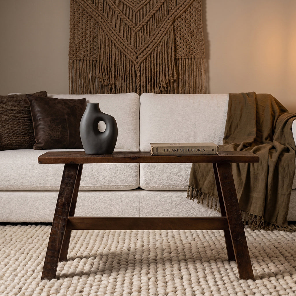 Bank aus recyceltem Holz in Braun im rustikalen Industrial-Look – 85x20 cm