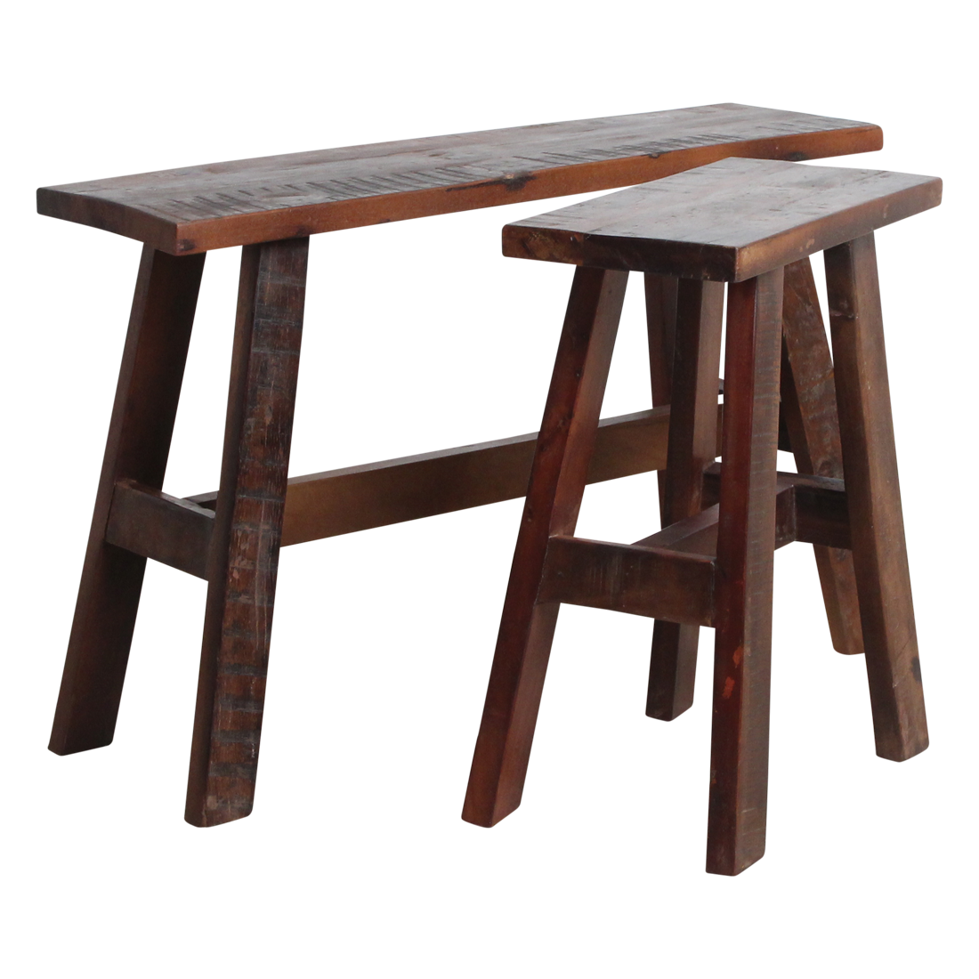 Bank aus recyceltem Holz in Braun im rustikalen Industrial-Look – 85x20 cm