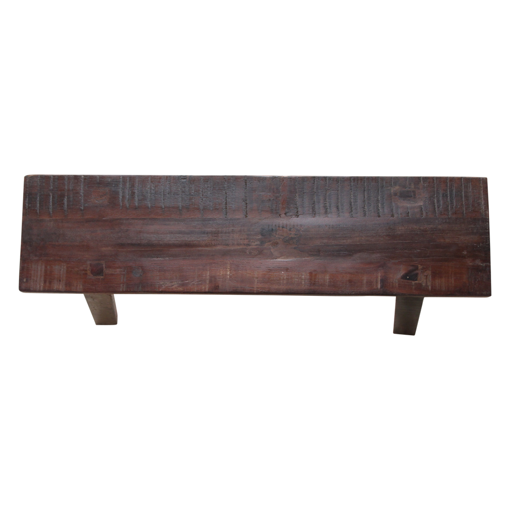Bank aus recyceltem Holz in Braun im rustikalen Industrial-Look – 85x20 cm