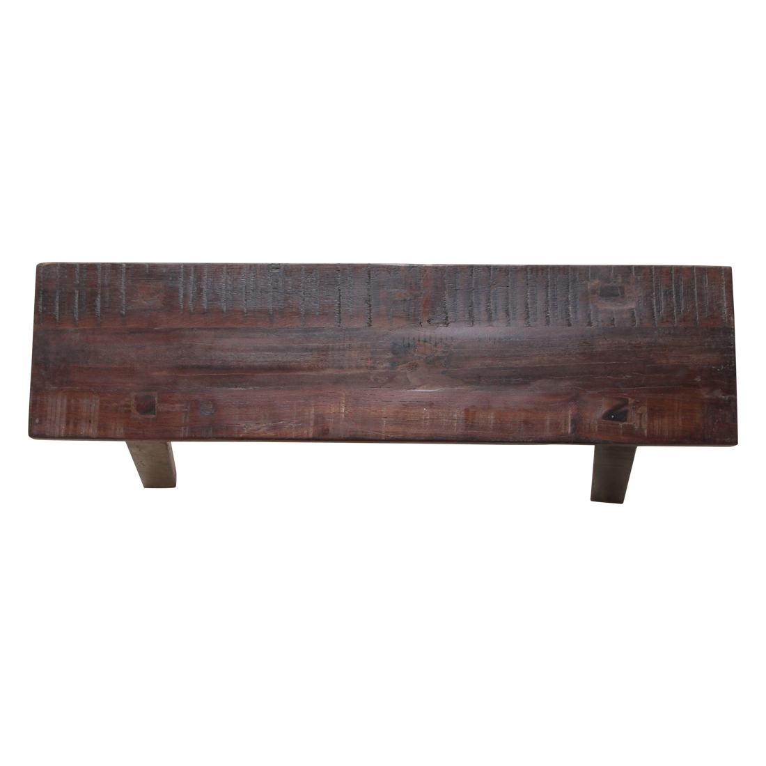 Bank aus recyceltem Holz in Braun im rustikalen Industrial-Look – 85x20 cm
