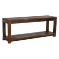Sitzbank aus Recyclingholz in Braun mit zwei Ablagen – 116x30 cm