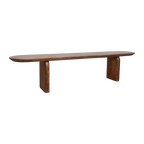 Sitzbank aus massivem Mangoholz in Braun, Kapselform – 200x35 cm