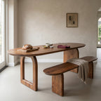 Sitzbank aus massivem Mangoholz in Braun, Kapselform – 200x35 cm