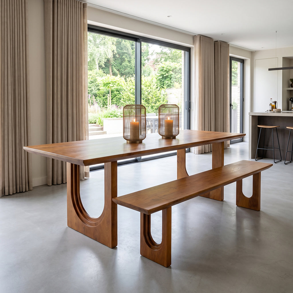 Sitzbank aus massivem Mangoholz mit abgerundeten Kanten – 180x35 cm
