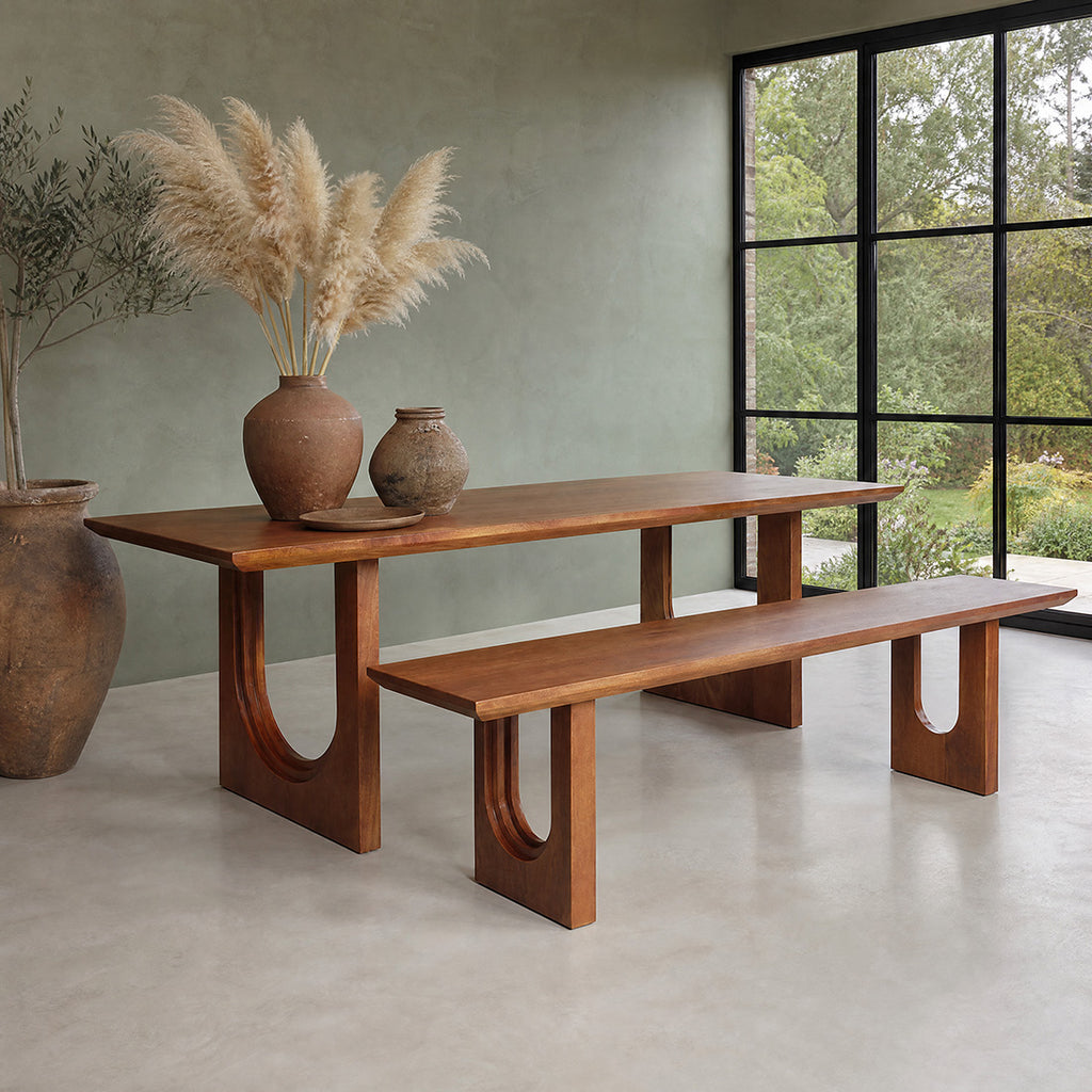 Sitzbank aus massivem Mangoholz mit abgerundeten Kanten – 180x35 cm