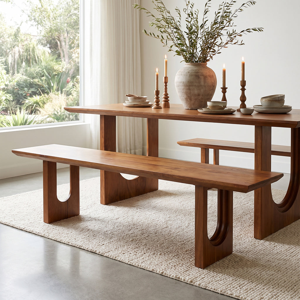 Sitzbank aus massivem Mangoholz mit abgerundeten Kanten – 180x35 cm