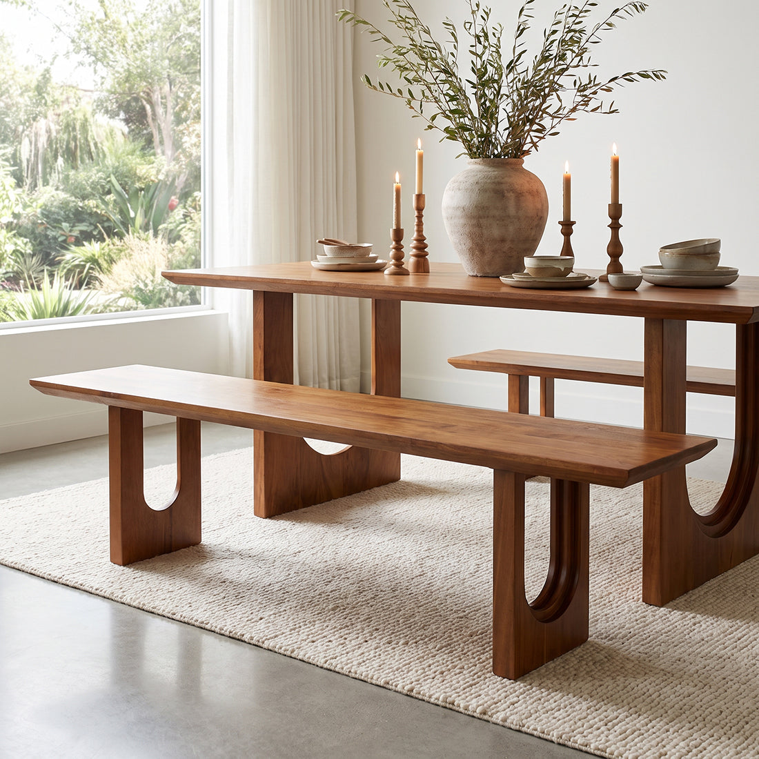 Sitzbank aus massivem Mangoholz mit abgerundeten Kanten – 180x35 cm
