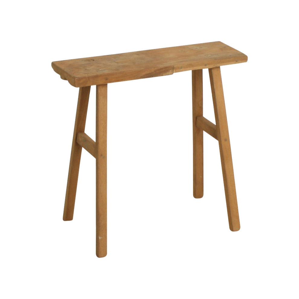 Sitzbank aus recyceltem Teakholz in Natur mit ausgestellten Beinen – 40x17 cm