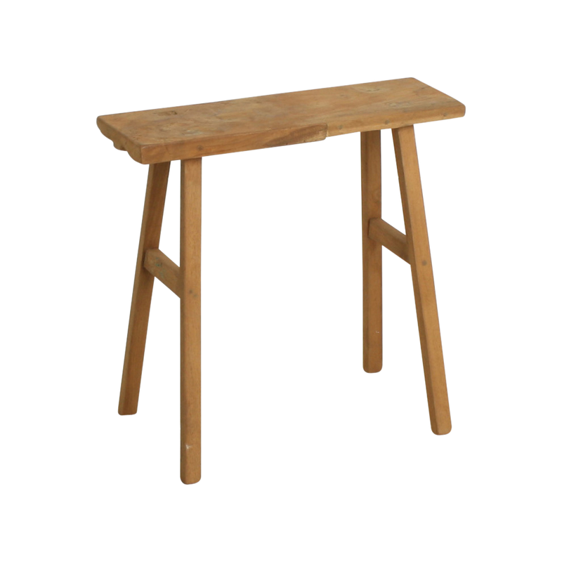 Sitzbank aus recyceltem Teakholz in Natur mit ausgestellten Beinen – 40x17 cm