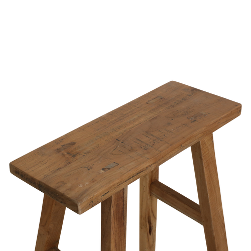 Sitzbank aus recyceltem Teakholz in Natur mit ausgestellten Beinen – 40x17 cm