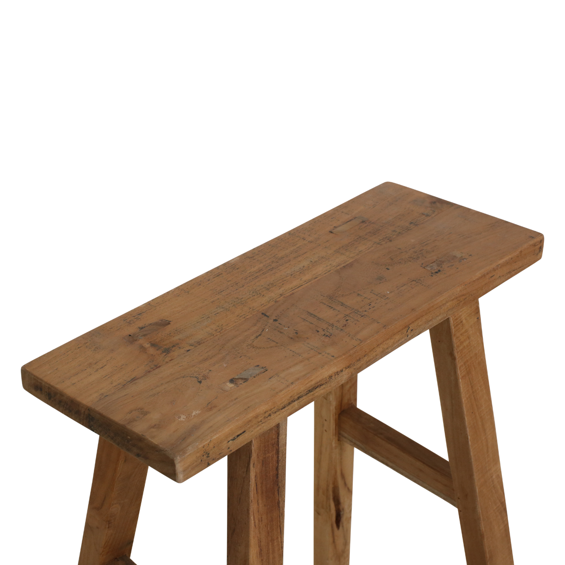 Sitzbank aus recyceltem Teakholz in Natur mit ausgestellten Beinen – 40x17 cm