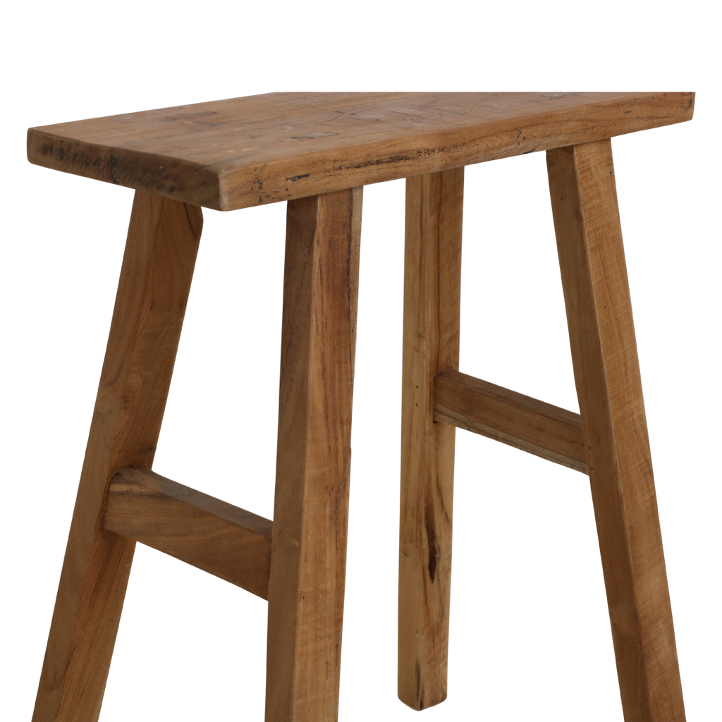 Sitzbank aus recyceltem Teakholz in Natur mit ausgestellten Beinen – 40x17 cm