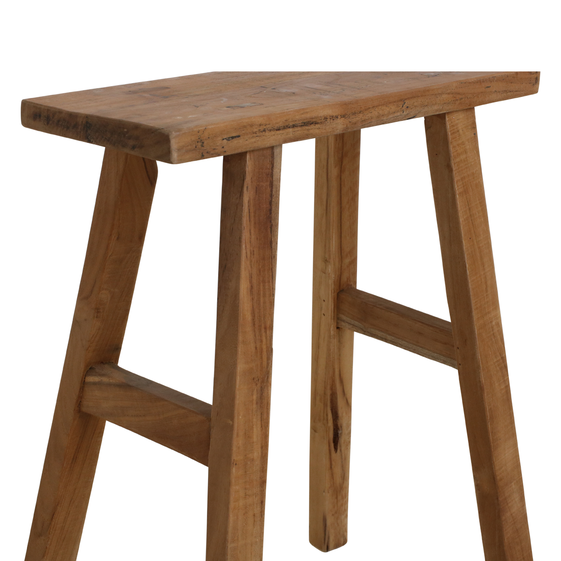 Sitzbank aus recyceltem Teakholz in Natur mit ausgestellten Beinen – 40x17 cm