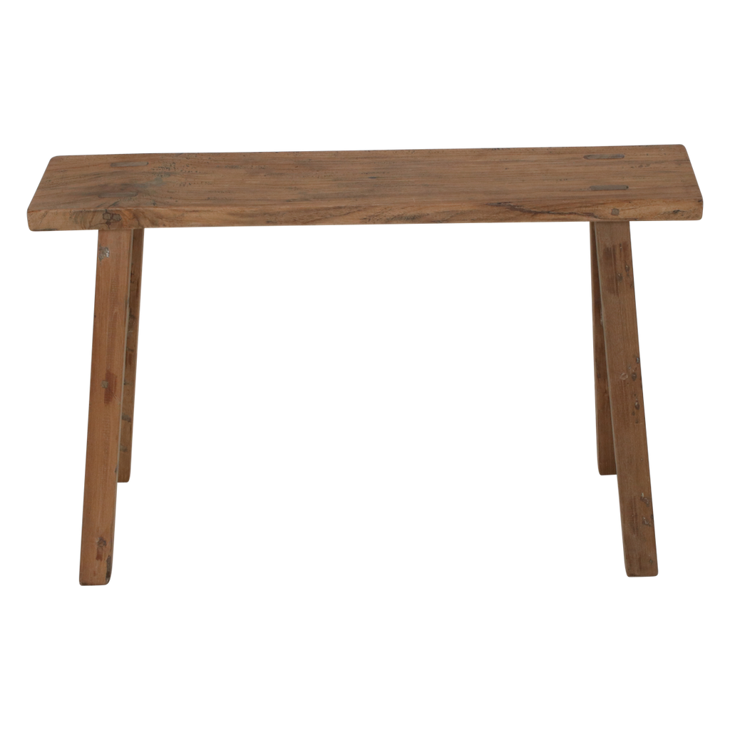 Bank aus recyceltem Teak Natur mit Bockbeinen – 80x17 cm
