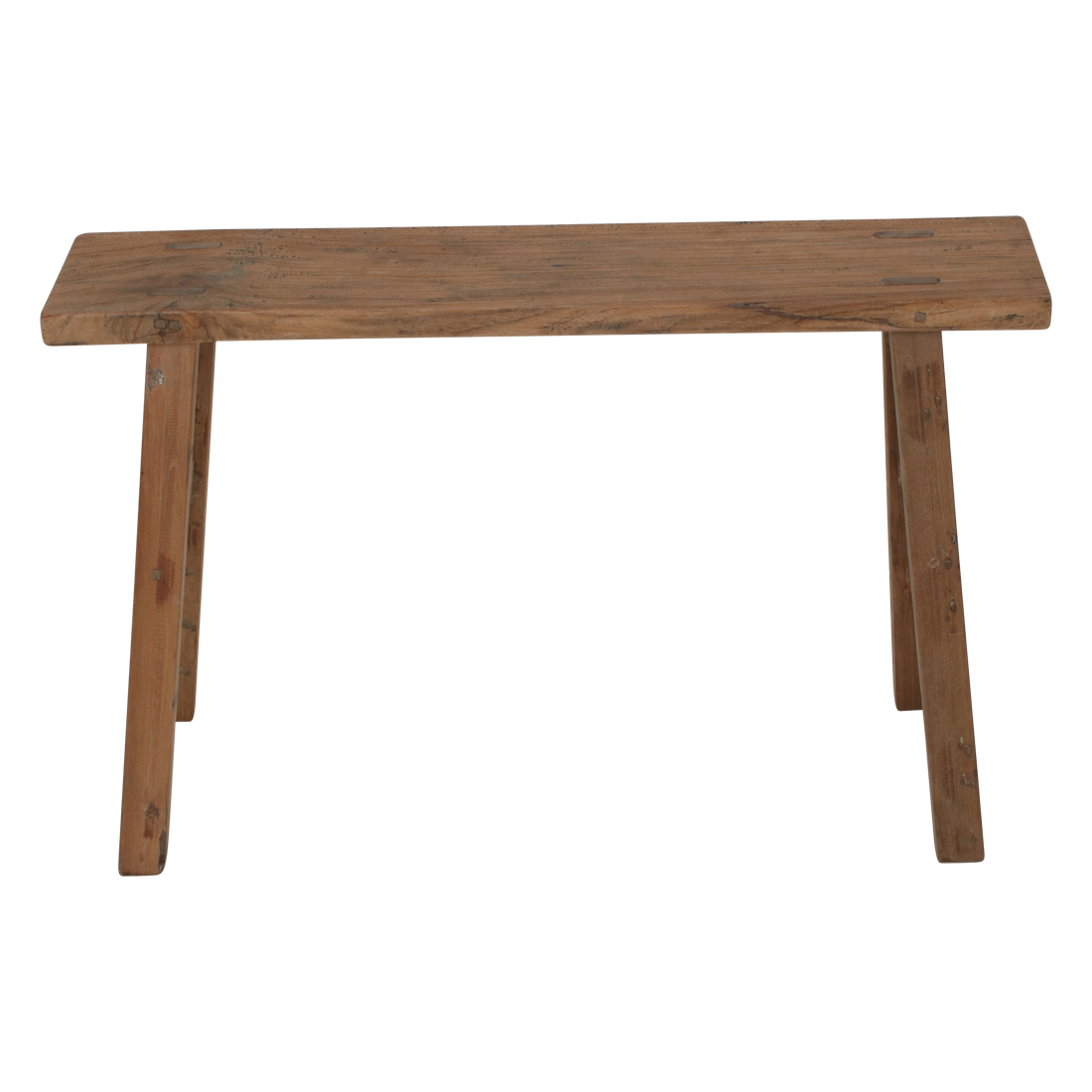 Bank aus recyceltem Teak Natur mit Bockbeinen – 80x17 cm