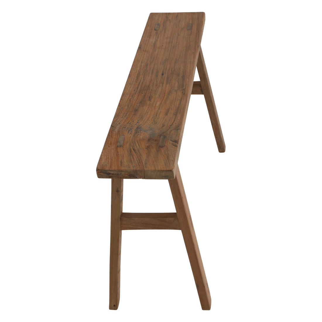 Bank aus recyceltem Teak Natur mit Bockbeinen – 80x17 cm