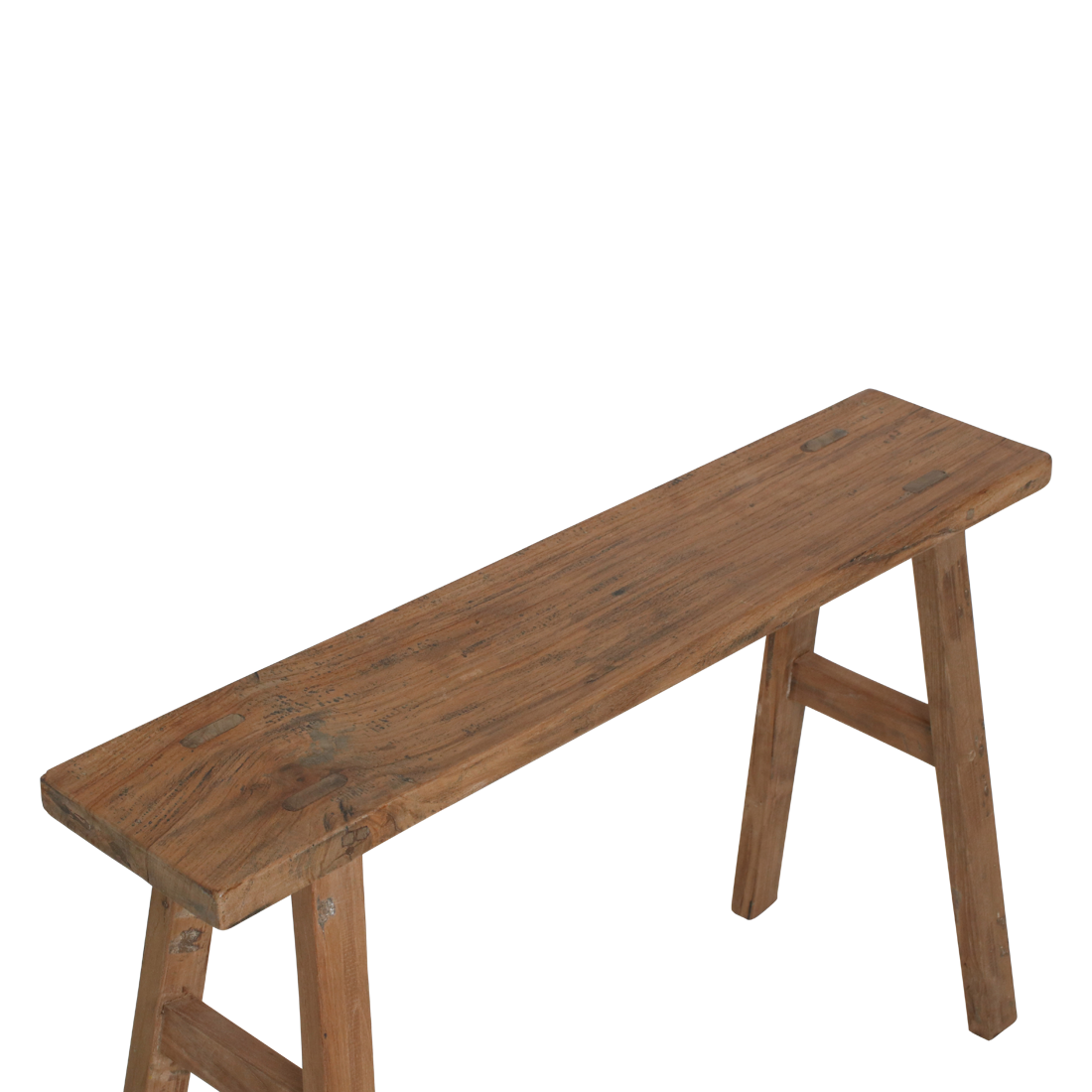 Bank aus recyceltem Teak Natur mit Bockbeinen – 80x17 cm