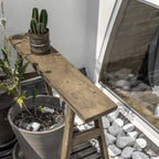 Bank aus recyceltem Teak Natur mit Bockbeinen – 80x17 cm
