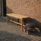Bank aus Teakholz in Beige für innen und außen – 120x35 cm