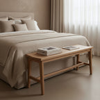 Bank aus Teakholz in Beige für innen und außen – 120x35 cm