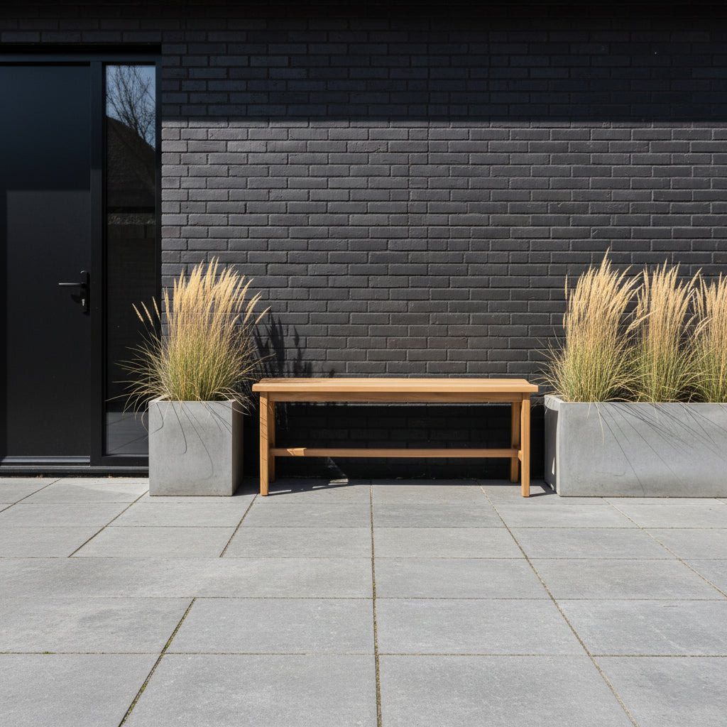 Bank aus Teakholz in Beige für innen und außen – 120x35 cm