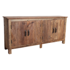 Sideboard aus Recyclingholz in Braun mit 4 Türen aus Metall – 172x39 cm