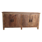 Sideboard aus Recyclingholz in Braun mit 4 Türen aus Metall – 172x39 cm