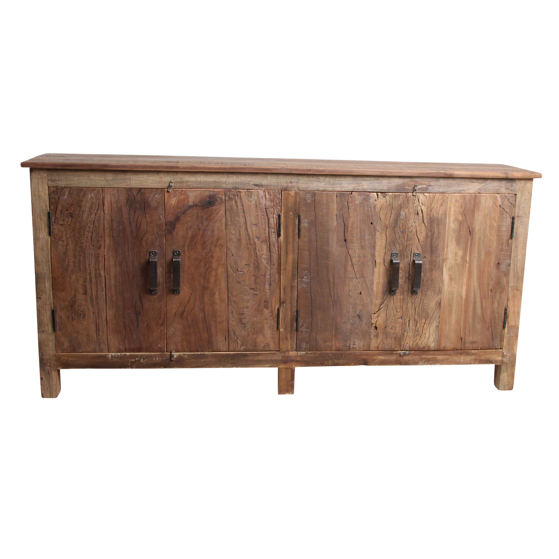 Sideboard aus Recyclingholz in Braun mit 4 Türen aus Metall – 172x39 cm