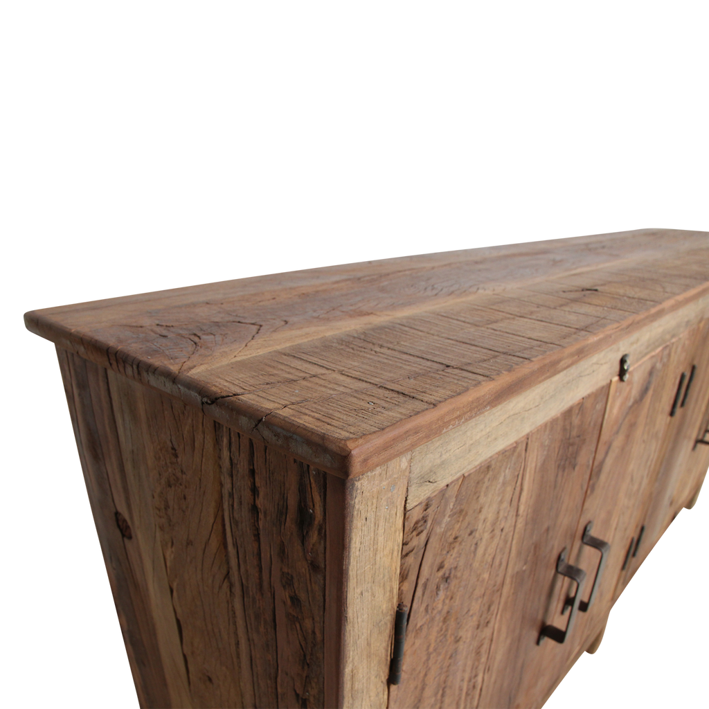 Sideboard aus Recyclingholz in Braun mit 4 Türen aus Metall – 172x39 cm