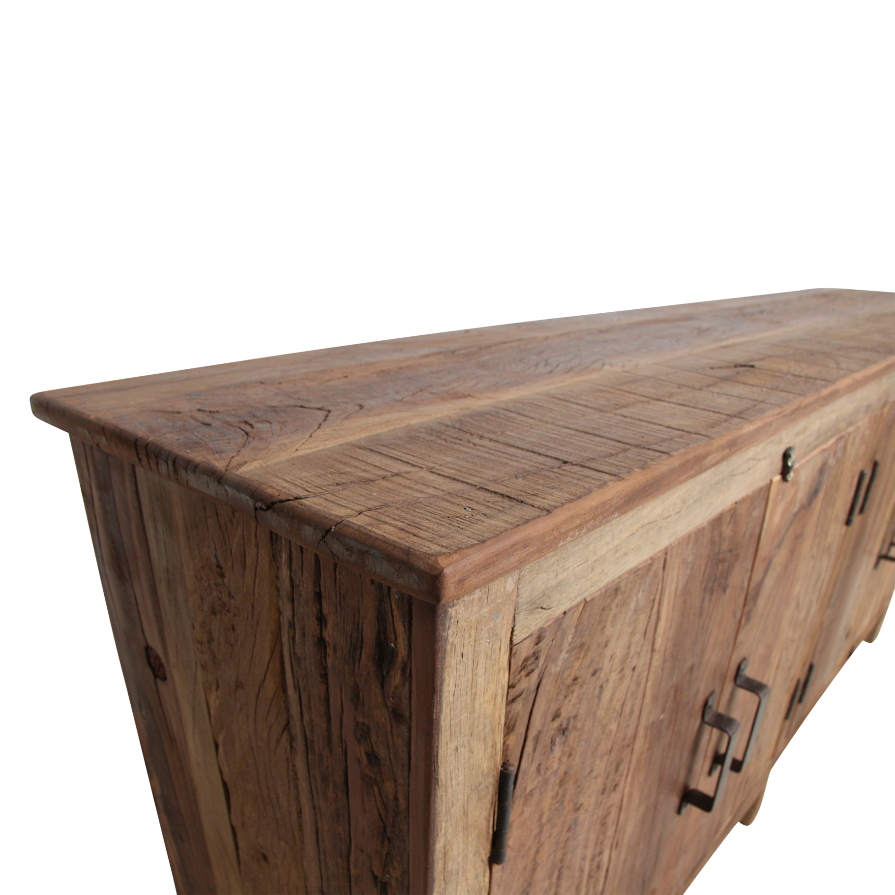 Sideboard aus Recyclingholz in Braun mit 4 Türen aus Metall – 172x39 cm