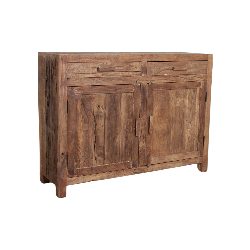 Sideboard aus recyceltem Holz mit 2 Türen und 2 Schubladen – 120x38 cm