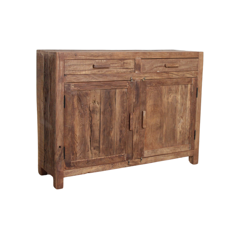 Sideboard aus recyceltem Holz mit 2 Türen und 2 Schubladen – 120x38 cm
